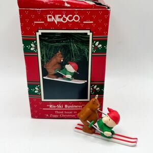 Enesco Ziggy Ris Ski Business Holiday Christmas Ornament Vintage EUC